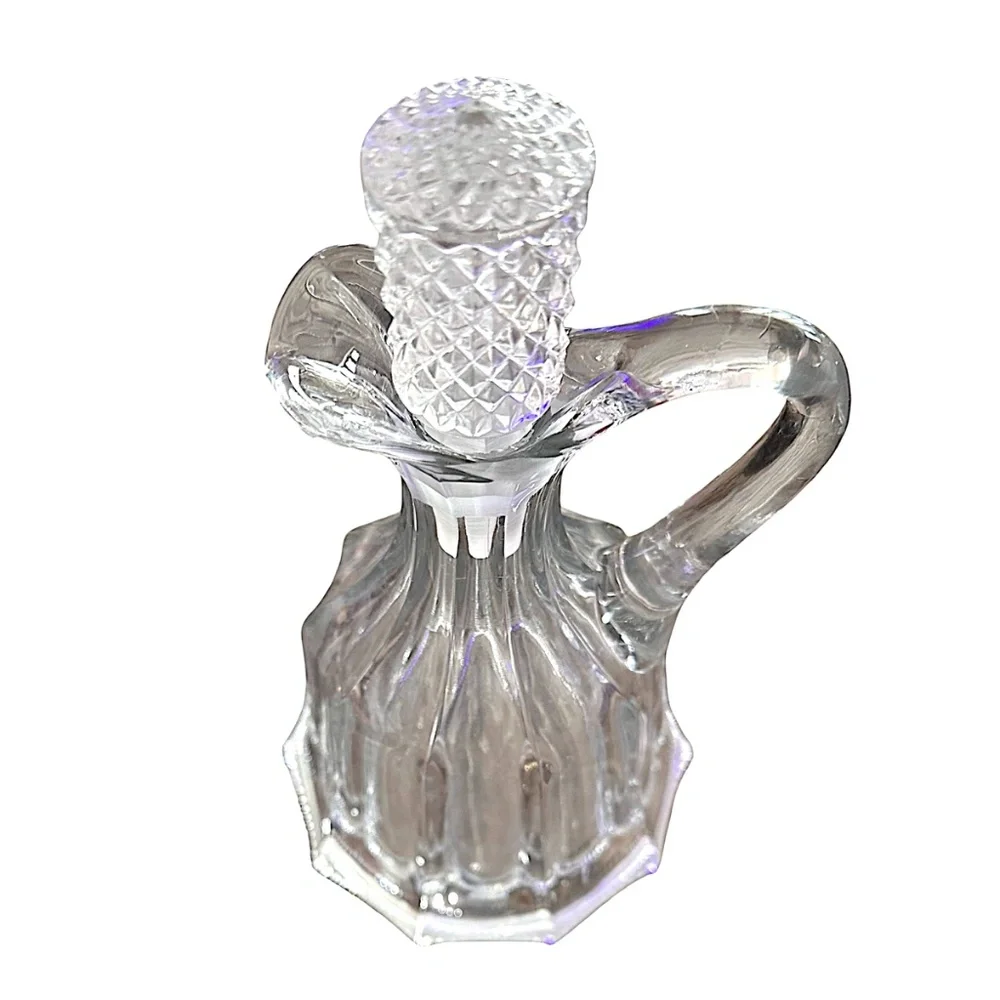 HEISEY PEERLESS Heavy Clear Pressed Glass Decanter 9 1/4” (pair of 2)  Stoppers